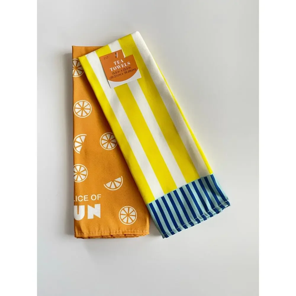 2- PK New Tea  Kitchen Towels Citrus Lemon Grapefruit